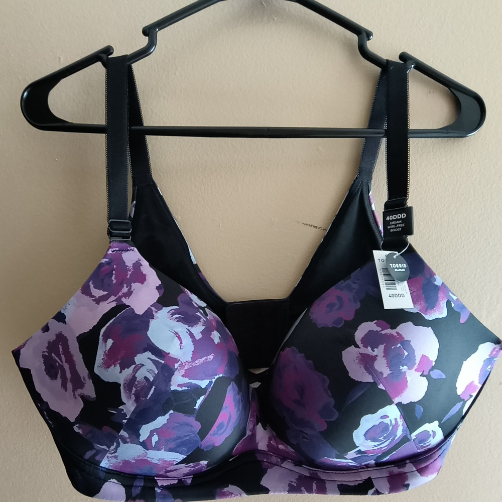 Floral Black and Purple Women's Bra